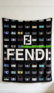 Fendi Multicolor Baguette Bag Pattern Flannel Throw Blanket IMG_9502
